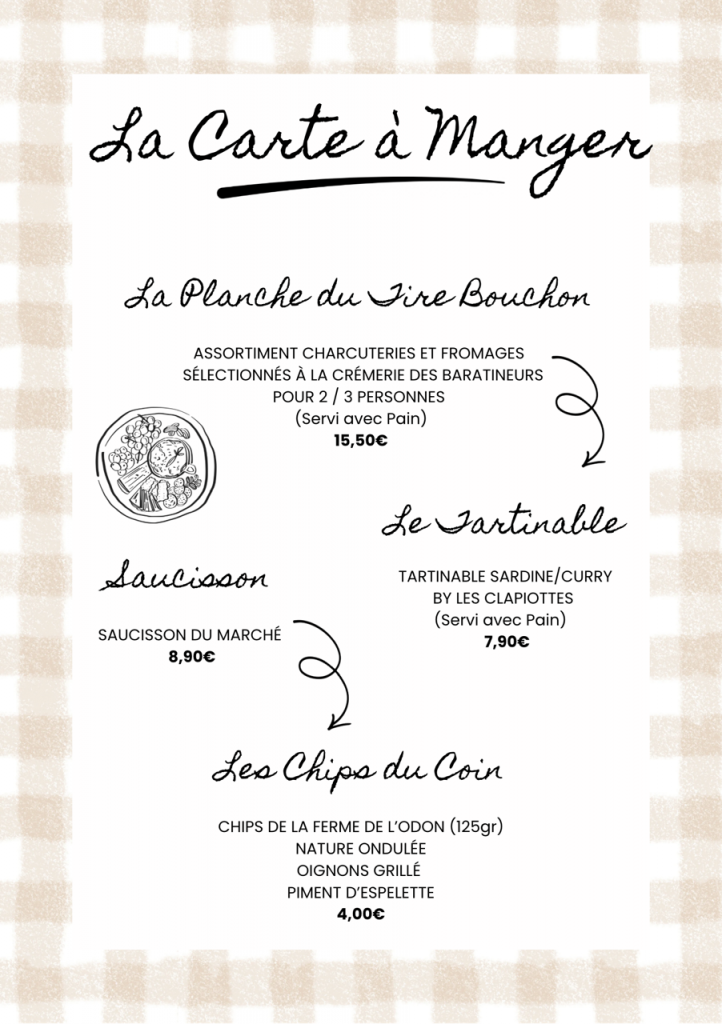 La carte des trucs et machins à manger