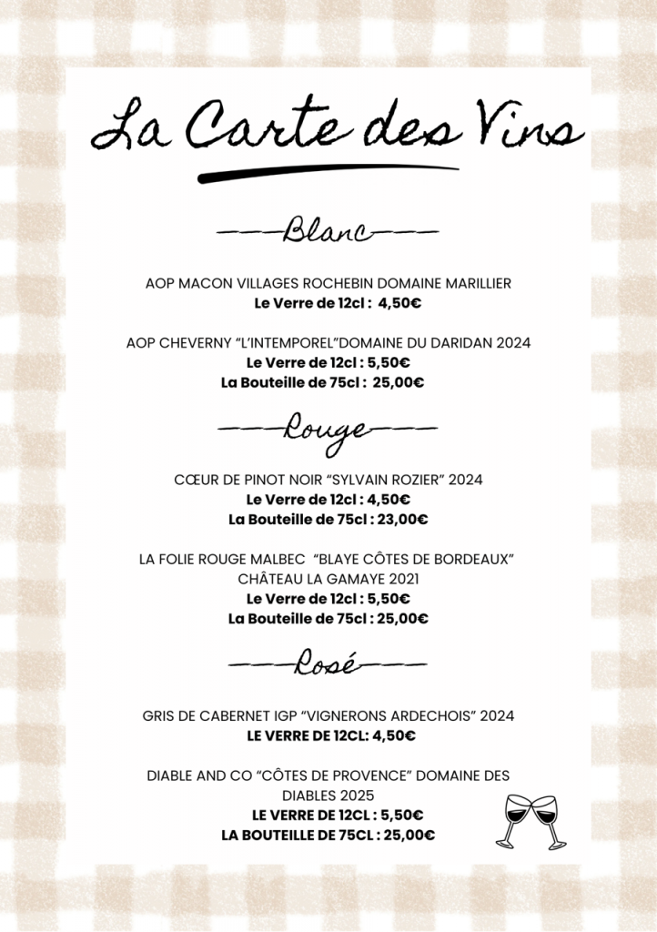 La carte des vins